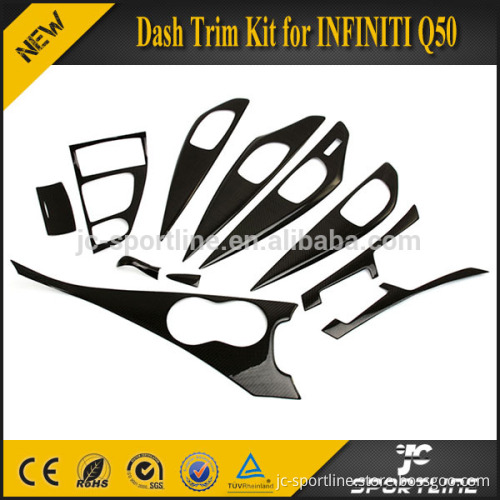 11PCS/SET 14-16 Interior Real Carbon Fiber Dashboard Trim Kit for Infiniti Q50